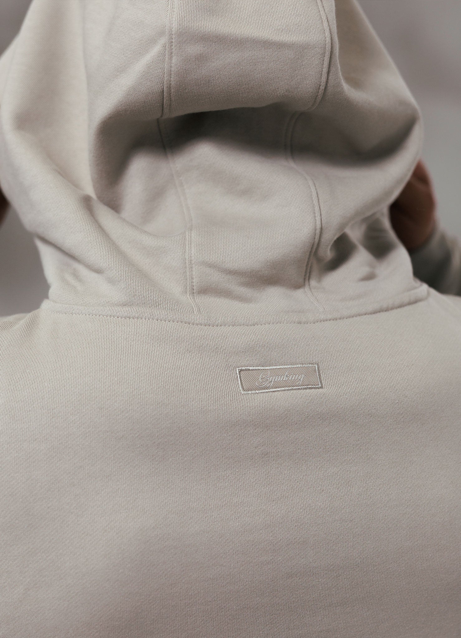 Gym King Script Relaxed Fit Full Zip Hoodie - Light Sand