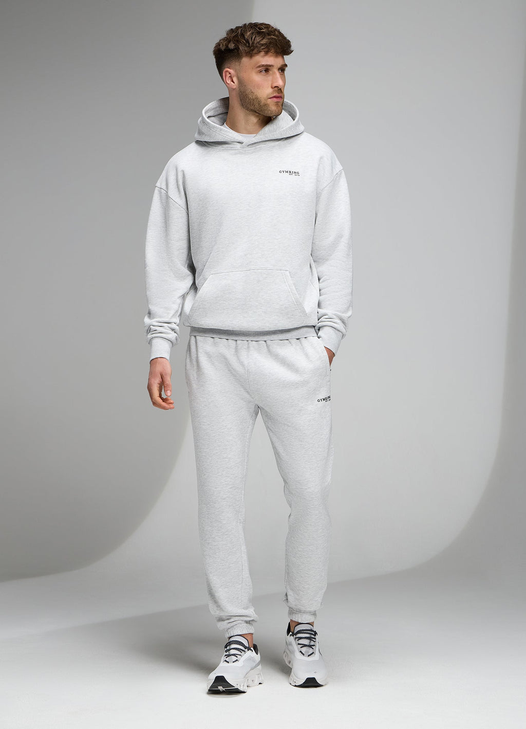 Gym King Established Relaxed Fit Hoodie - Snow Marl