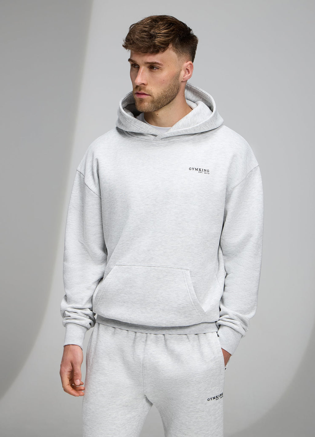 Gym King Established Relaxed Fit Hoodie - Snow Marl
