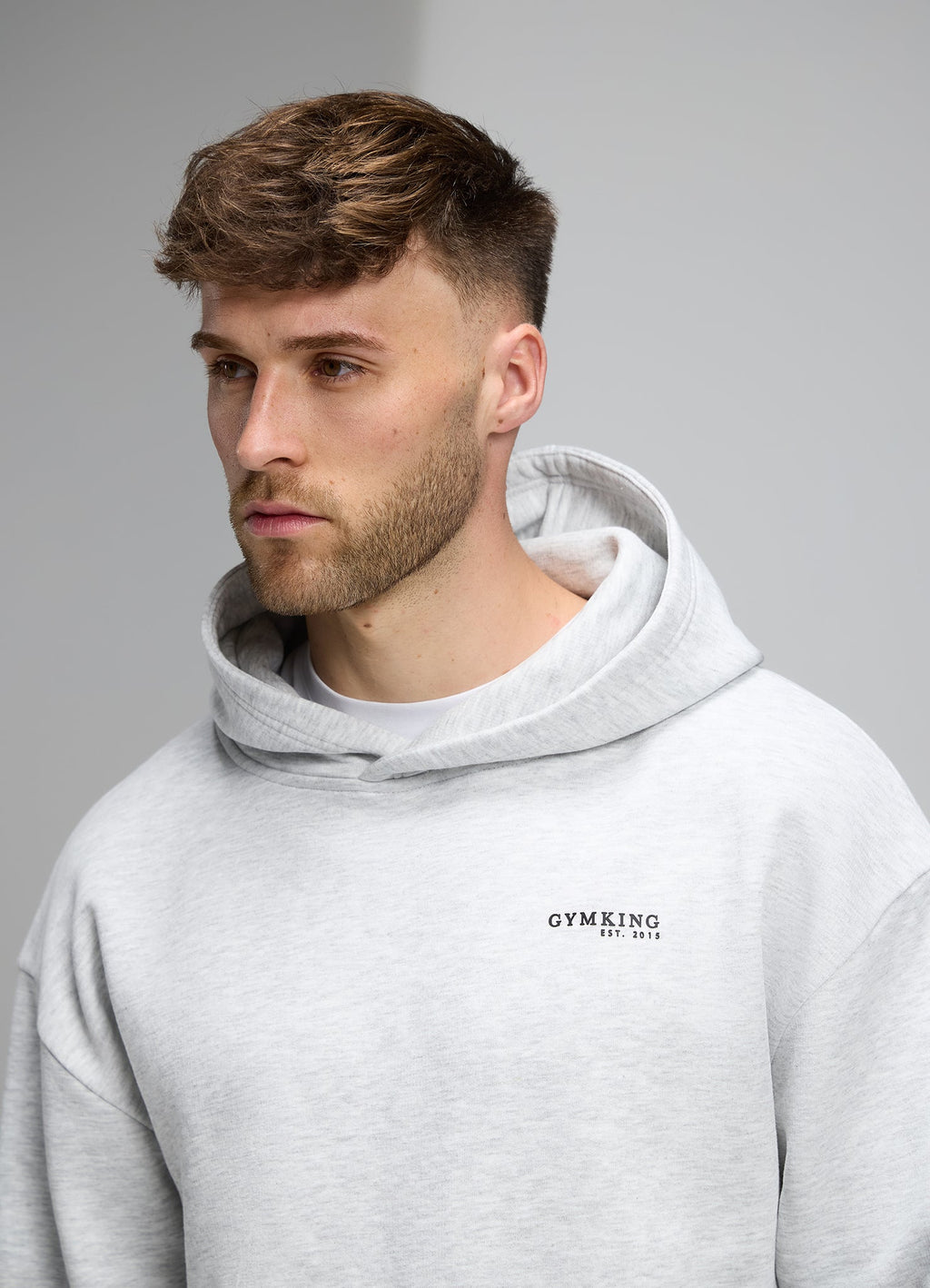 Gym King Established Relaxed Fit Hoodie - Snow Marl