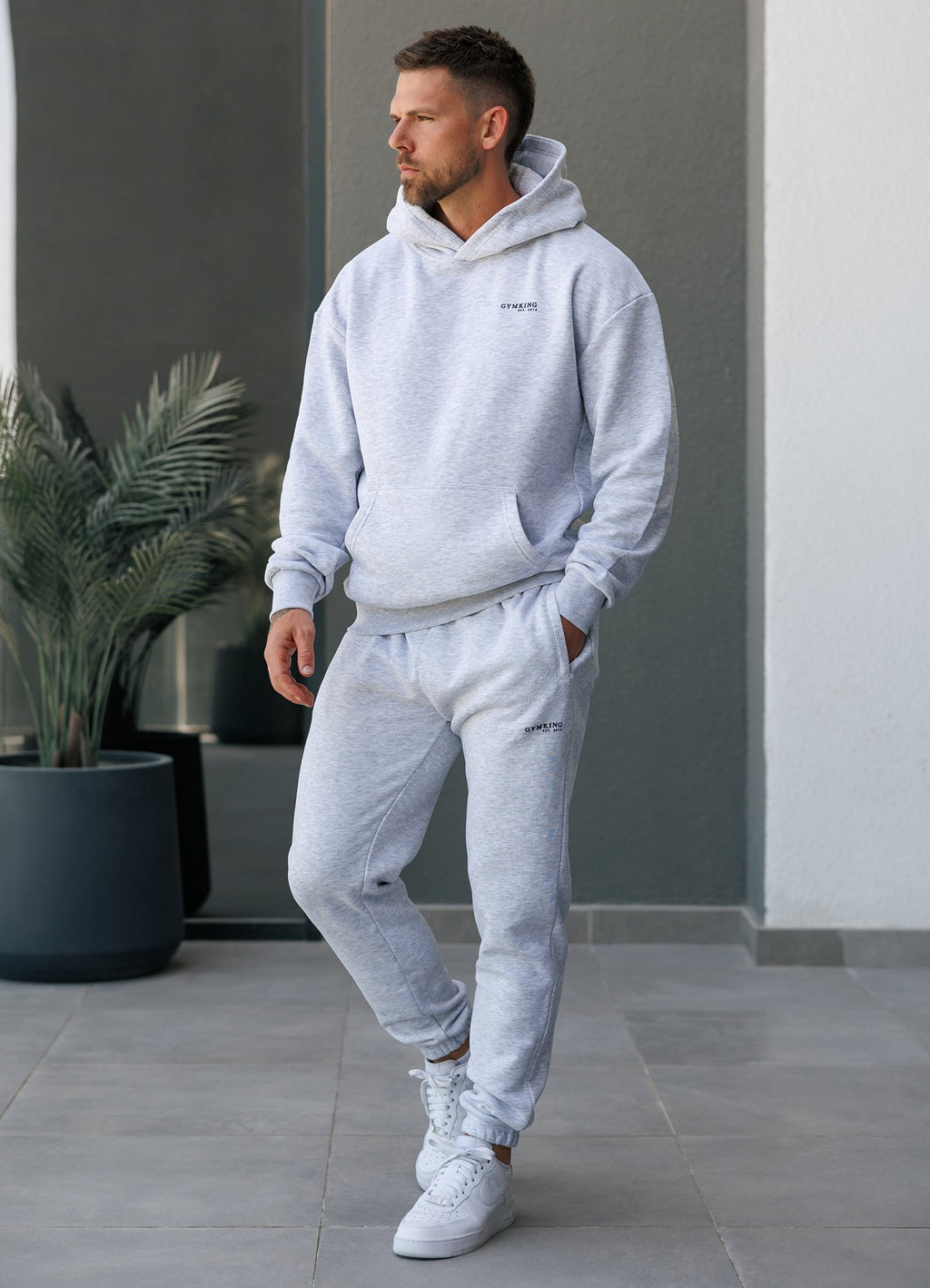 Gym King Established Relaxed Fit Hoodie - Snow Marl