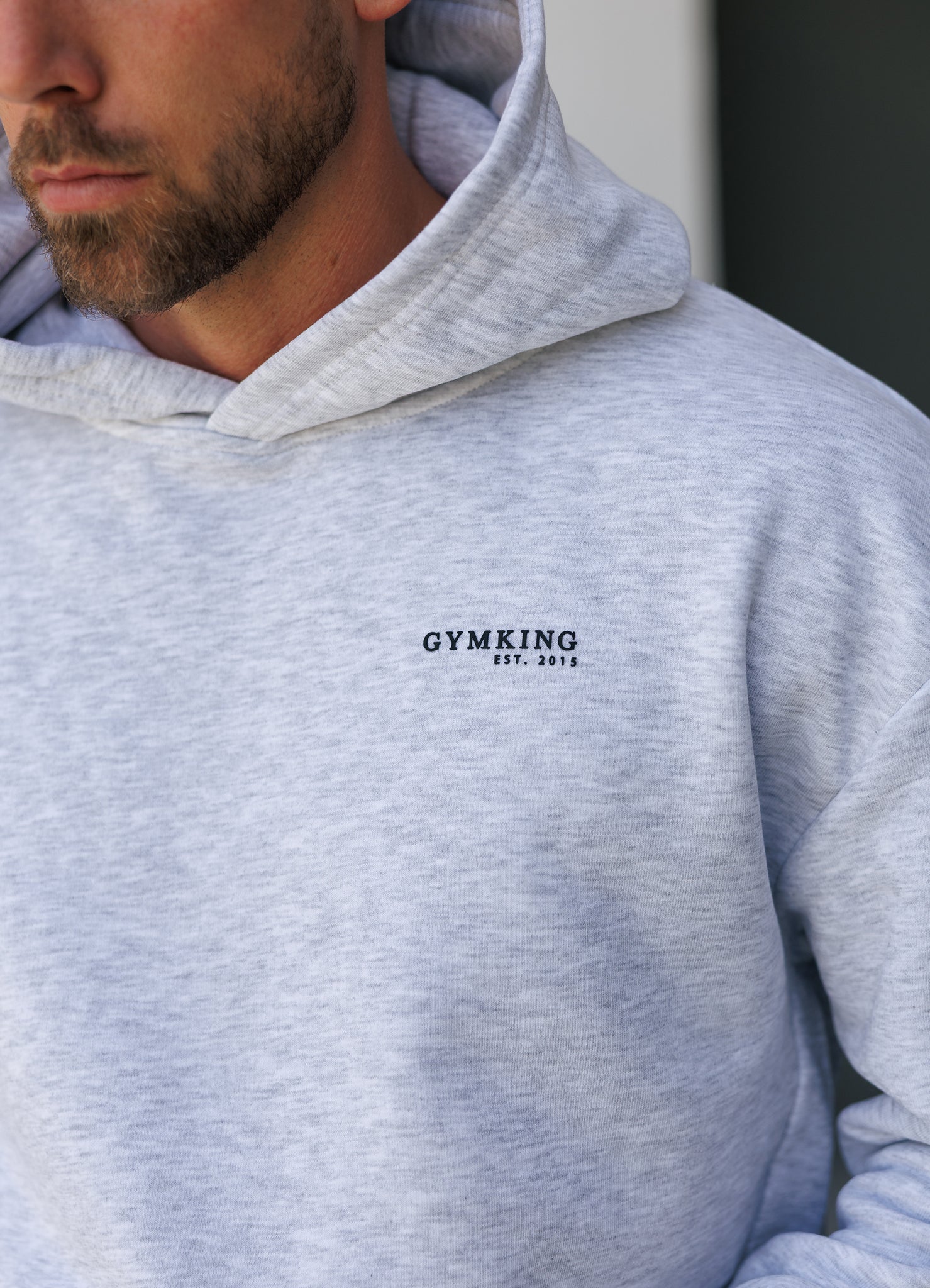 Gym King Established Relaxed Fit Hoodie - Snow Marl