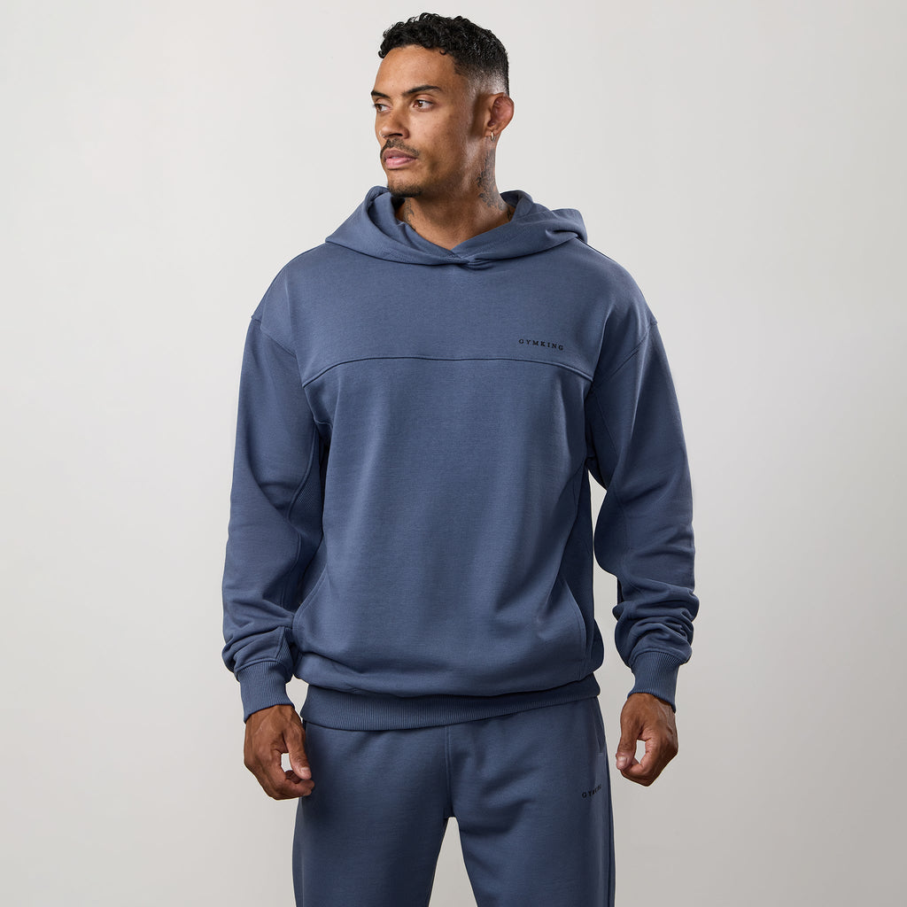 Gym King Linear Loopback Hoodie - Deep Sea Blue