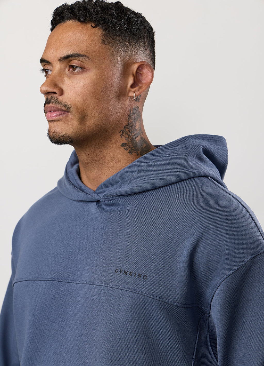Gym King Linear Loopback Hoodie - Deep Sea Blue