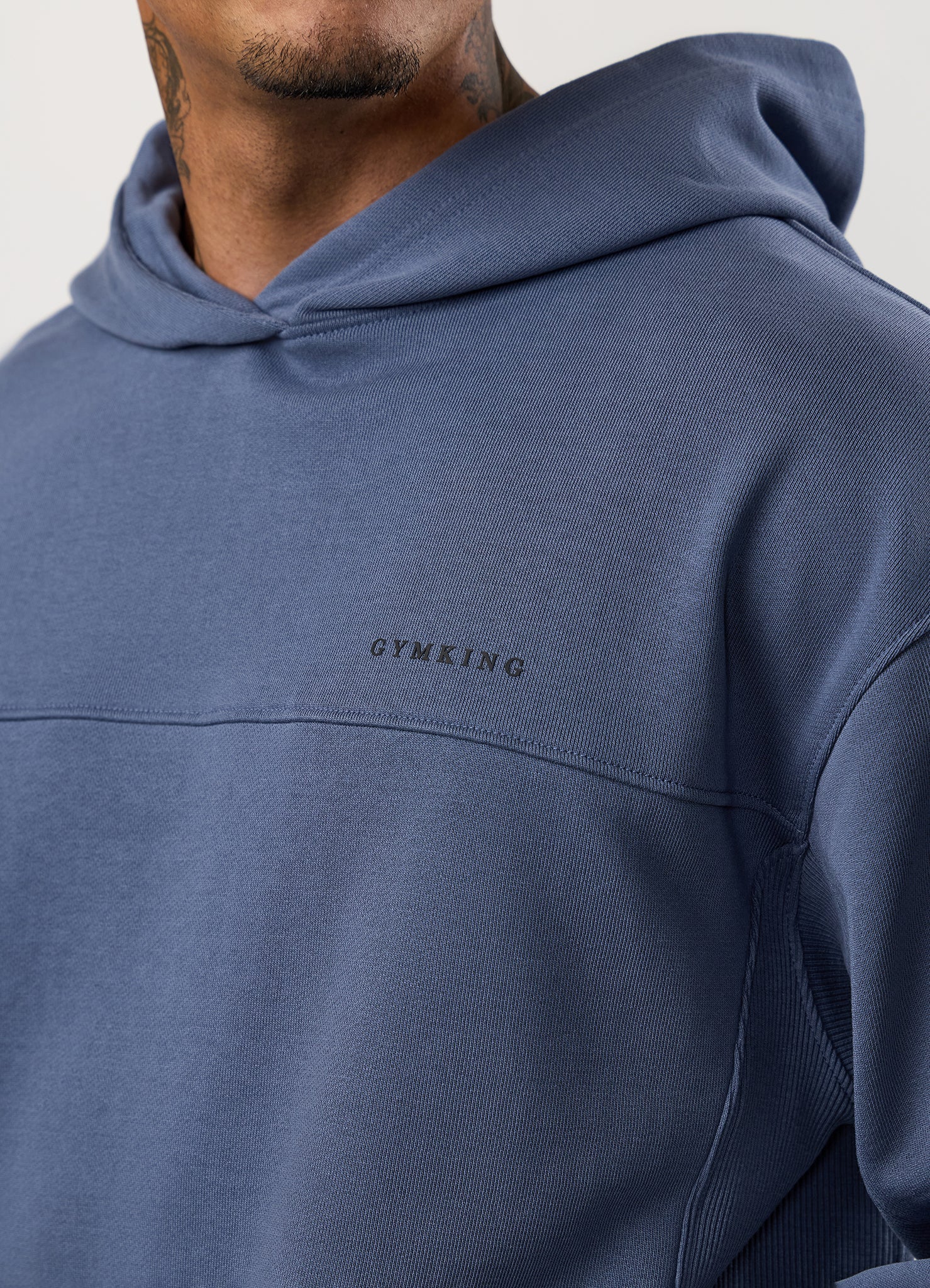 Gym King Linear Loopback Hoodie - Deep Sea Blue