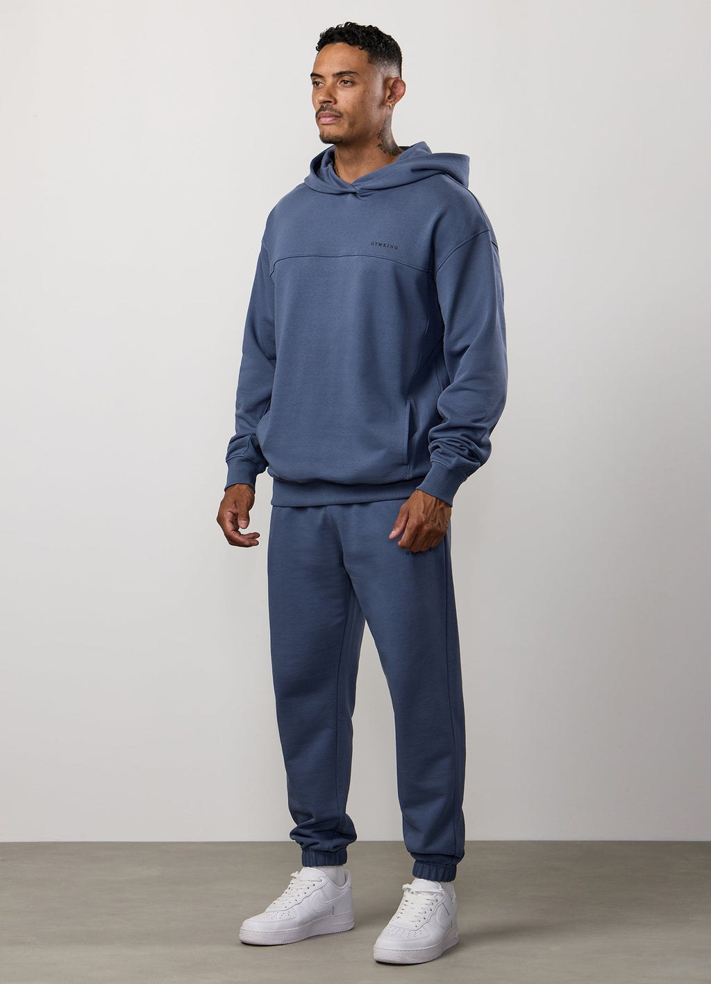 Gym King Linear Loopback Hoodie - Deep Sea Blue